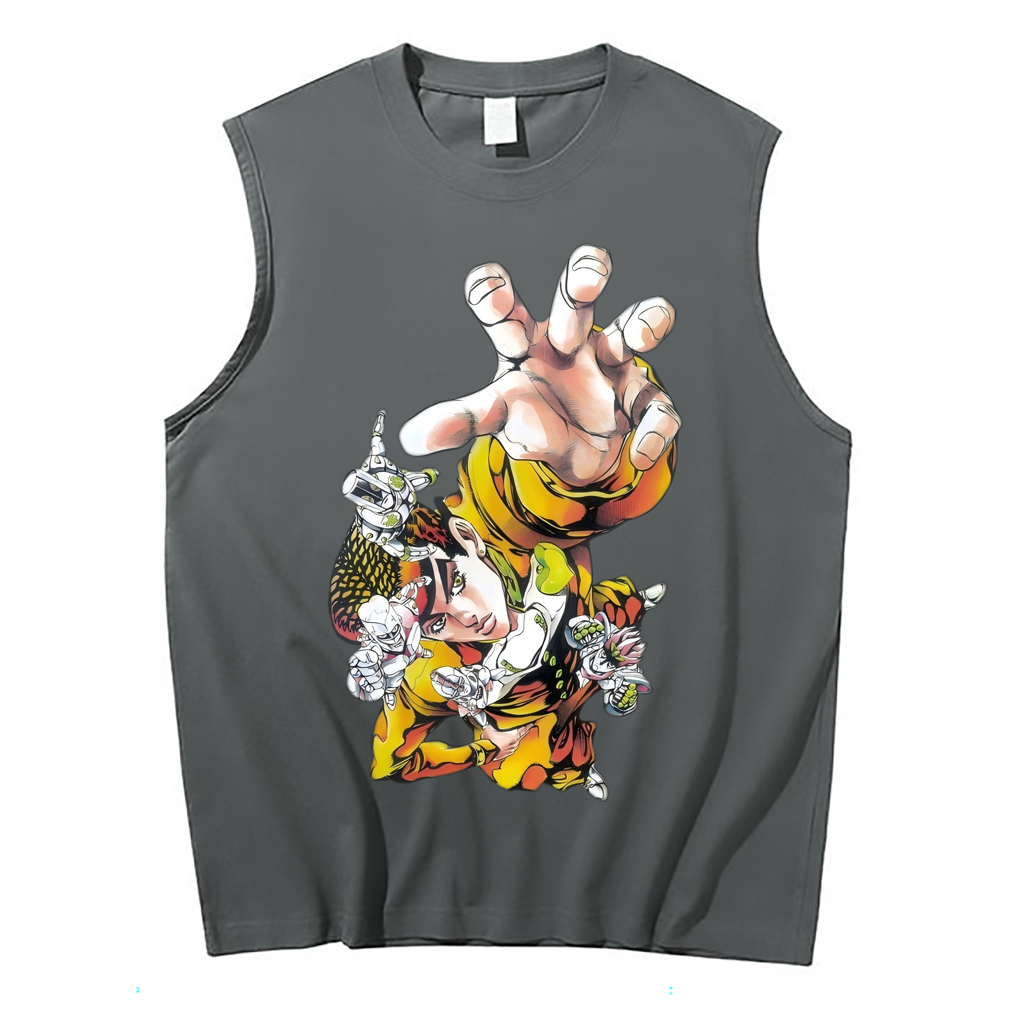 （画像用） ジョジョの奇妙な冒険 ひがしかた じょうすけ JoJo's Bizarre Adventure Higashikata Josuke コットン100％タンクトップ（フロントプリント）